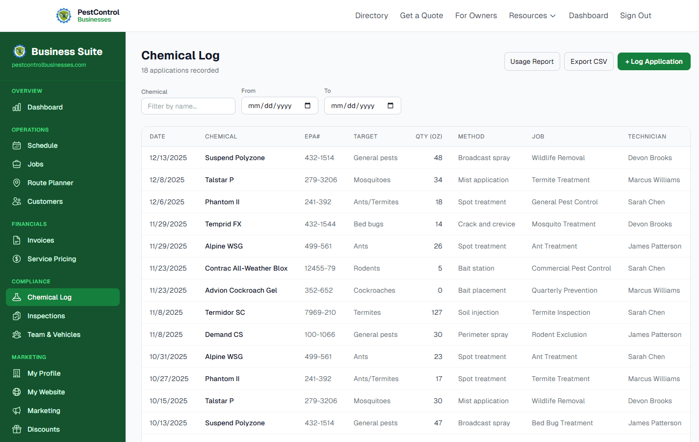 Chemical Tracking & Compliance screenshot